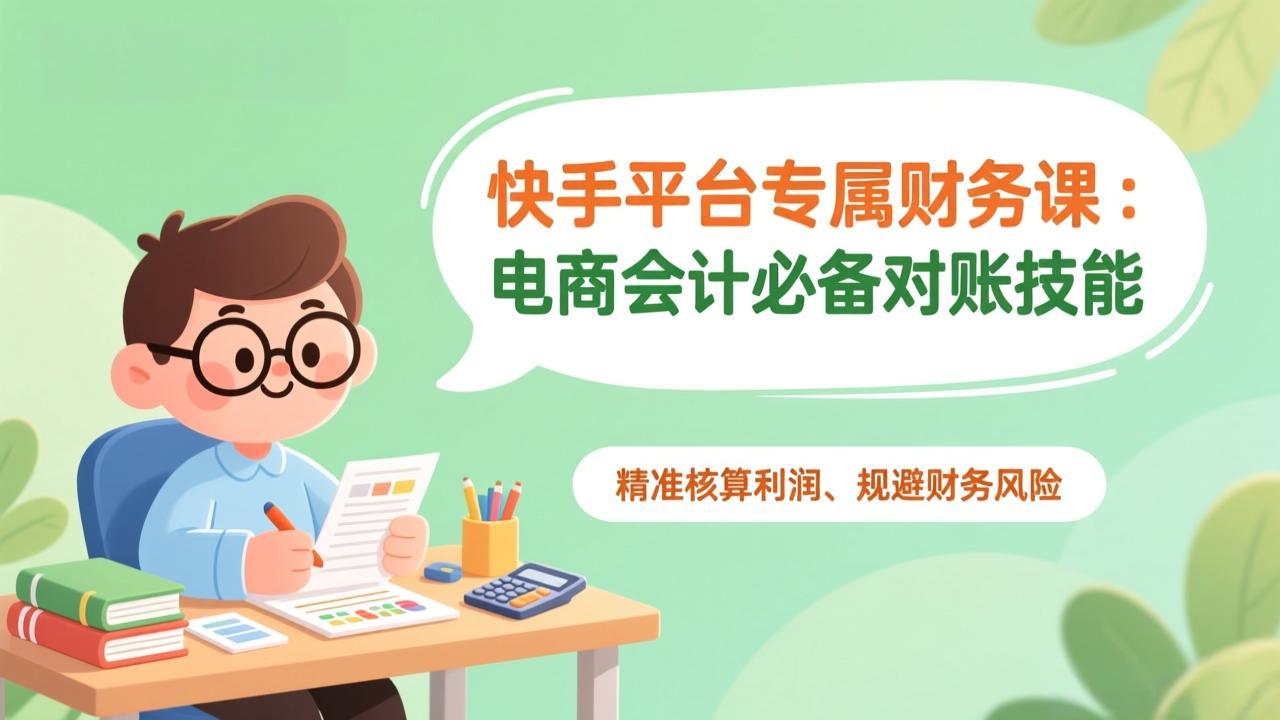 快手平台专属财务课：电商会计必备对账技能，精准核算利润、规避财务风险-创业网 - 最新网络创业项目与实战营销教程平台 | cye.cc