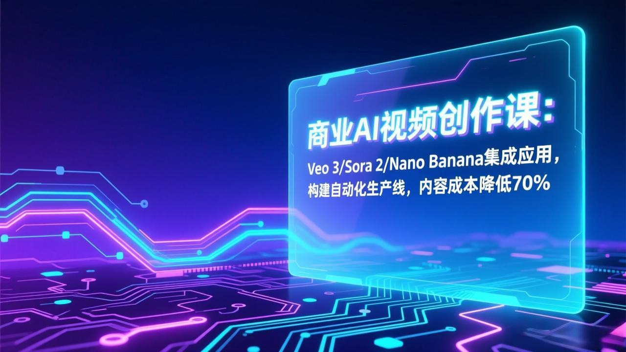 商业AI视频创作课：Veo 3/Sora 2/Nano Banana集成应用，构建自动化生产线，内容成本降低70%-创业网 - 最新网络创业项目与实战营销教程平台 | cye.cc