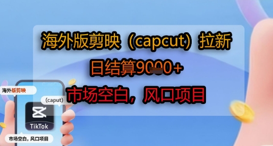 海外版剪映(capcut)拉新，日结算1k+，市场空白，风口项目-创业网 - 最新网络创业项目与实战营销教程平台 | cye.cc