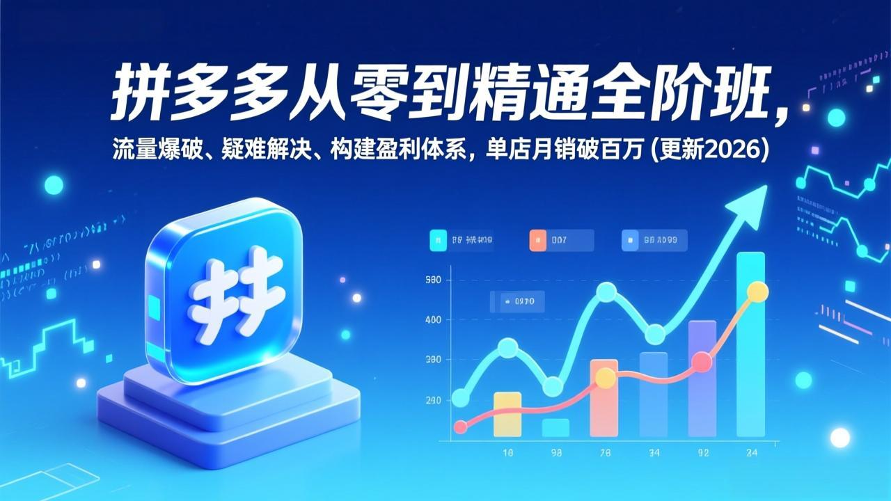 拼多多从零到精通全阶班，流量爆破、疑难解决，构建盈利体系，单店月销破百万(更新2026-创业网 - 最新网络创业项目与实战营销教程平台 | cye.cc