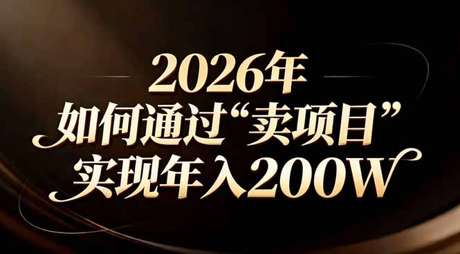 站在2026年的十字路口：一个普通人如何通过卖项目实现年入200万-创业网 - 最新网络创业项目与实战营销教程平台 | cye.cc