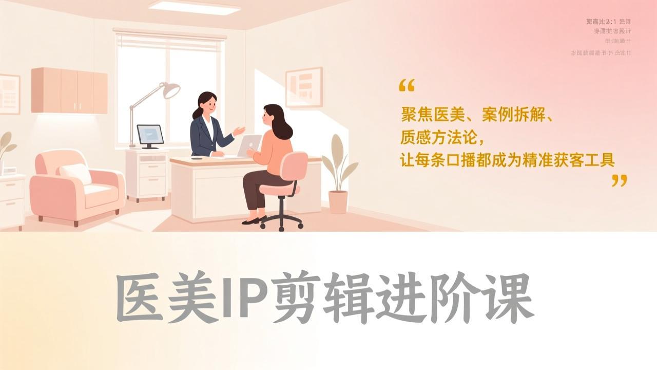 医美IP剪辑进阶课，聚焦医美、案例拆解、质感方法论，让每条口播都成为精准获客工具-创业网 - 最新网络创业项目与实战营销教程平台 | cye.cc
